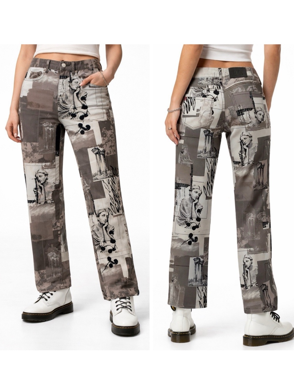 Urban Outfitters BDG Cowboy Renaissance Print Statue Graphic Grunge Jeans 25